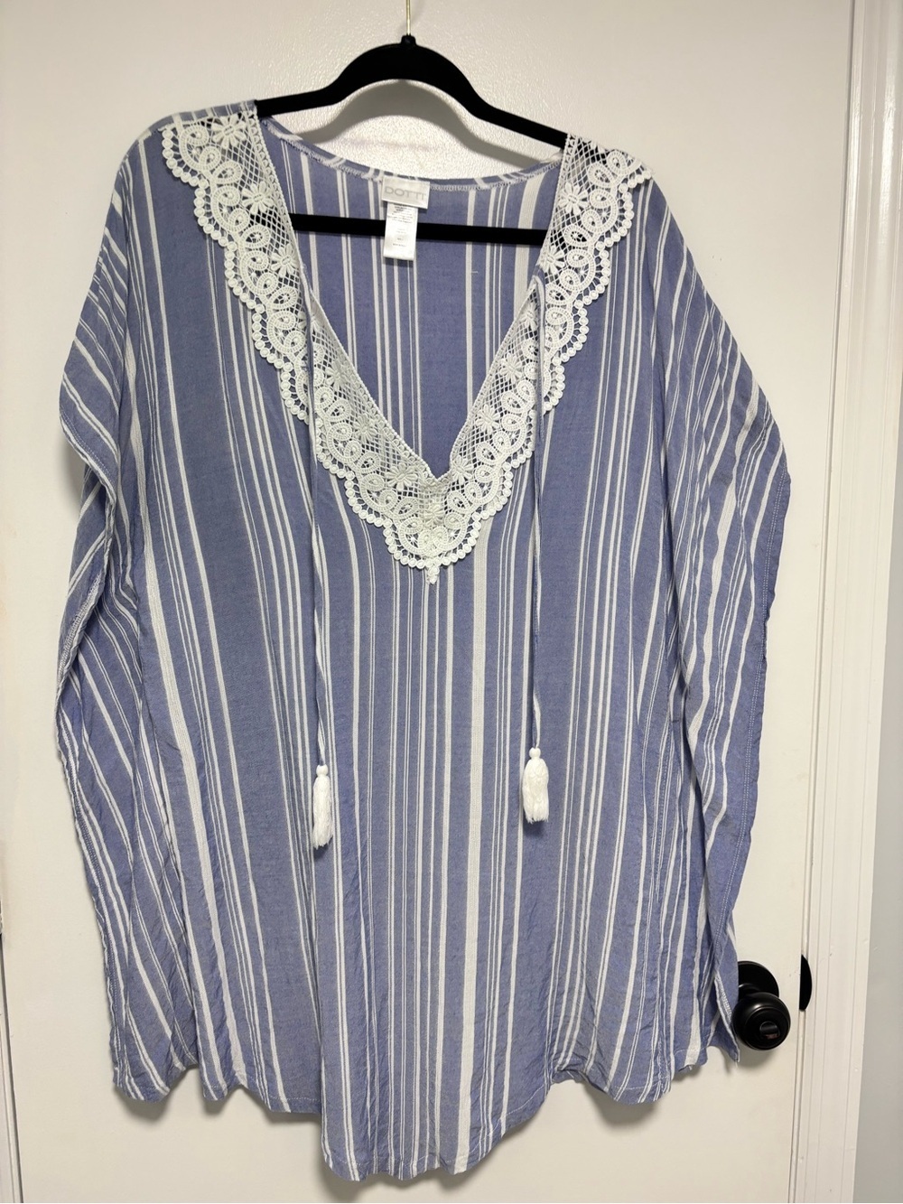 Dotti Blue and White Embellished Top